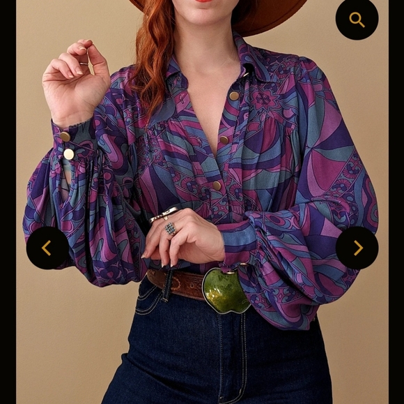 Nine Lives Bazaar - Edie Blouse in Berry Bang, size AU10 - Picture 4 of 14